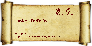 Munka Irén névjegykártya