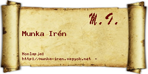 Munka Irén névjegykártya